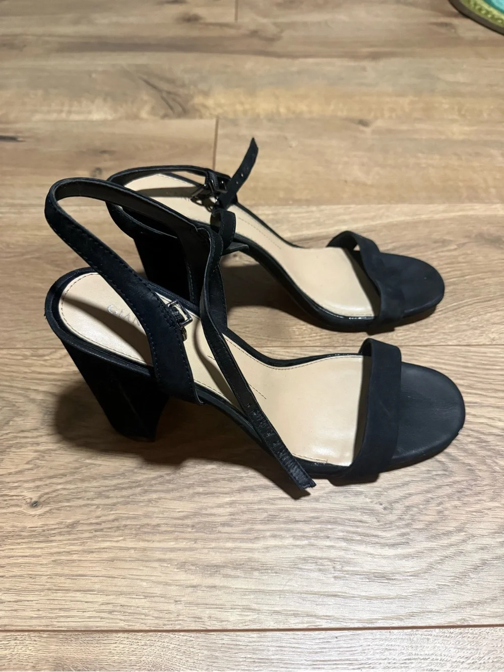 Black Women's Ankle-Strap Heeled Sandals